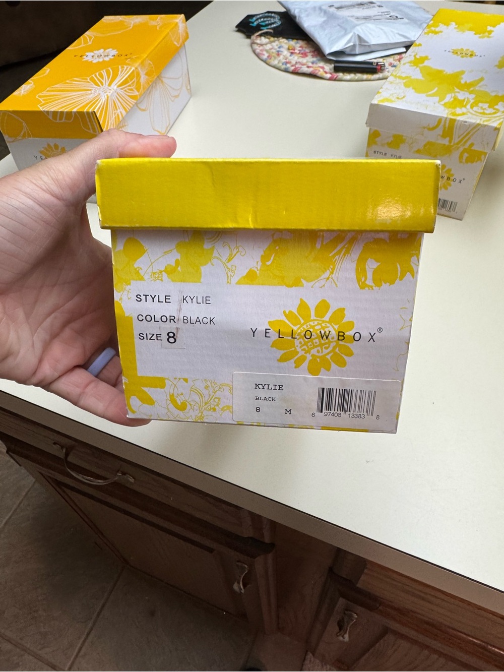 Yellow Box Decorative Shoe Gift Box with Yellow Floral Print